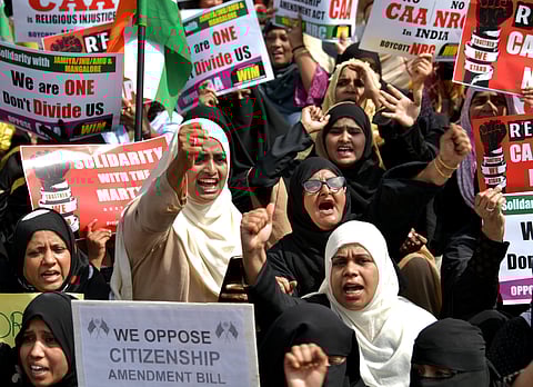 Thousands gathered at Townhall for the Women India Movement against CAA on Thursday in Bengaluru. (Photo | Meghana Sastry/EPS)