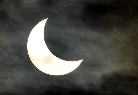 Hyderabadi’s saw the partial, annular solar eclipse where the moon partially covered the sun. (Photo | EPS)