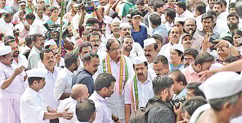 Former Union minister P Chidambaram at the Raj Bhavan march in Thiruvananthapuram on Saturday | Vincent Pulickal