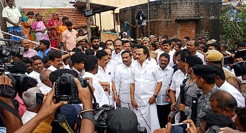 Stalin, who met family members of the deceased, speaking to media persons said that the Rs 4 lakh solatium announced by the Chief Minister is not enough. (Photo | EPS)