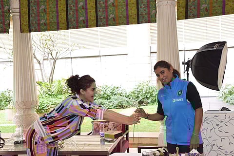 On Mithali Raj's birthday, Viacom18 has announced that Taapsee Pannu will be portraying the ace cricketer in the biopic title 'Shabaash Mithu'. (Photo | Twitter)