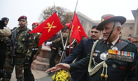 Army chief General Bipin Rawat inspects a Guard of Honour on his last day of as the chief of Army staff, as he assumes new role of as Chief of Defence staff. (Photo | Shekhar Yadav, EPS)