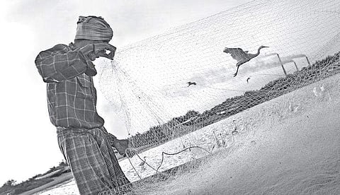 Fisherman on Tutcorin beach under smoke stacks of coal power station (left); boys playing on the sea- eroded bridge in Puducherry