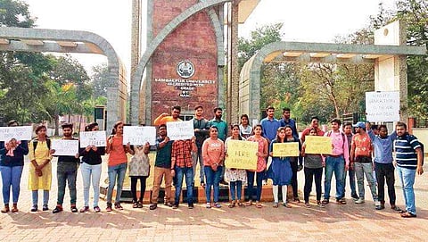 Students of MSc Medical Physics course holding a silent protest on Tuesday | Express