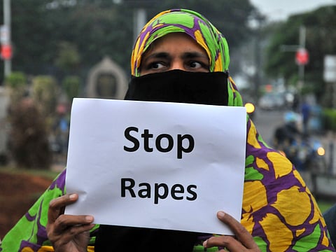 Members of Jamaat-e-Islami Hyderabad Women's Wing staged a protest in front of Indra statue against Rape and Murder incidents at Necklace road in Hyderabad| S Senbagapandiyan