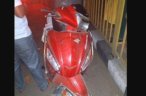 Scooter used by the victim who was allegdely raped and burnt at Shamshabad. (Photo | EPS)