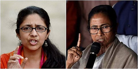 DCW chief Swati Maliwal and West Bengal CM Mamata Banerjee (Photos | PTI)