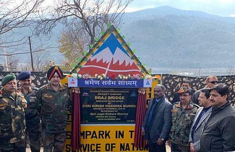 Inauguration of Draj Bridge by Jammu & Kashmir Lt Gov (Photo | EPS)