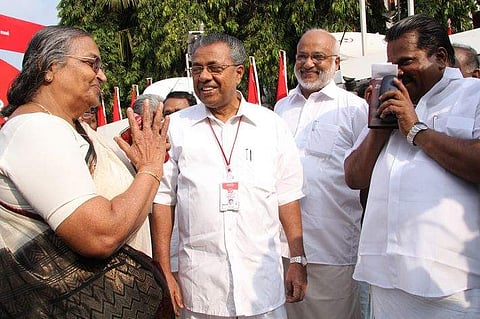 EK Nayanar's wife Sarada teacher with Pinarayi Vijayan, MA Baby and EP Jayarajan. (File Photo | NP Jayan, EPS)