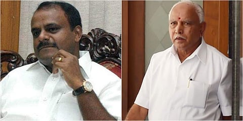 (L-R) JD(S)' HD Kumaraswamy and BJP's BS Yeddyurappa (Photos | PTI)