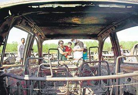 A car gutted in the fire