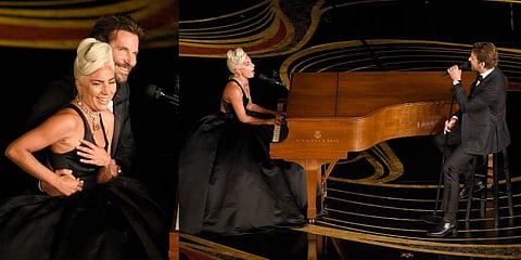 Lady Gaga and Bradley Cooper perform 'Shallow' from 'A Star is Born' at the Oscars. (Photo | AP)