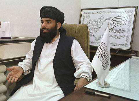 File photo of Suhail Shaheen, then Deputy ambassador of the Islamic Republic of Afghanistan, gives an interview in Islamabad, Pakistan. (Photo | AP)