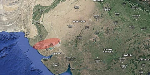 Gujarat-Pakistan border. (Photo | Google Earth)