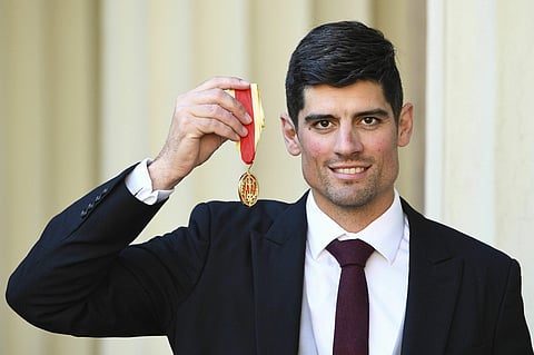Alastair Cook with his knighthood following an investiture ceremony at Buckingham Palace | AP