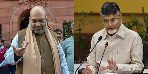 BJP chief Amit Shah and Andhra Pradesh CM Chandrababu Naidu.