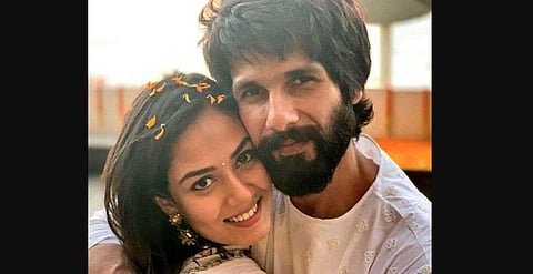 Bollywood actor Shahid Kapoor and wife Mira. (Photo | Twitter)