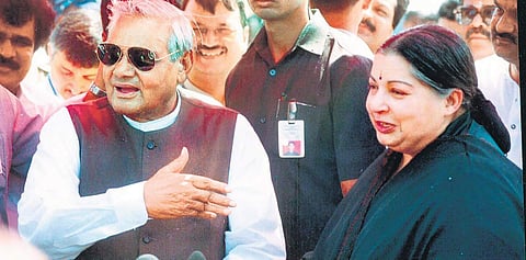AB Vajpayee and Jayalalithaa during an event in Chennai. | Express