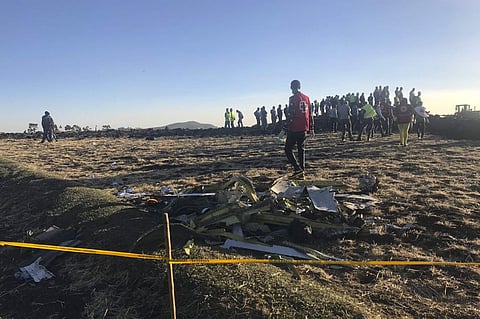 Rescuers search at the scene of an Ethiopian Airlines flight that crashed shortly after takeoff at the scene at Hejere near Bishoftu, or Debre Zeit, some 50 kilometers (31 miles) south of Addis Ababa, in Ethiopia Sunday, March 10, 2019. (Photo | AP)