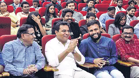 TRS working president KT Rama Rao pictured at Key Makers Youth Summit in Hyderabad on Sunday | S Senbagapandiyan