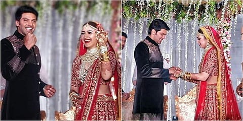Actors Arya and Sayyeshaa got married in Hyderabad on 11 March 2019. (Photo | Suryan FM Instagram)