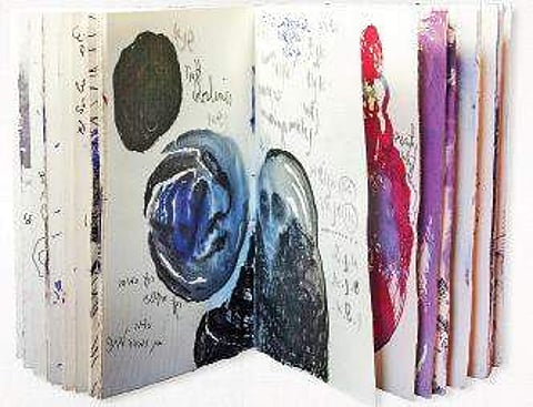 A piece by Bracha on white canvas.