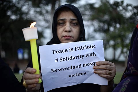 A woman participate in a candlelight vigil for those killed in the mass shooting in New Zealand, at Hyderabad on March 16, 2019. (Photo| Vinay Madapu, EPS)