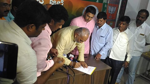 A Manju decided to join the BJP before announcing his candidature for Hassan MP constituency. (Photo | EPS)