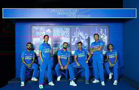 Indian players during the launch of new jersey. (Photo | Twitter/BCCI)