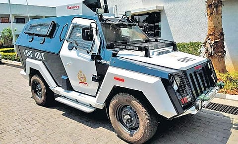 The bullet resistant vehicle (BRV) that was delivered to CISF at Rajiv Gandhi International Airport in Hyderabad on Tuesday | Express