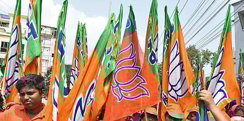 BJP flags used for representational purposes only.