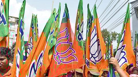 BJP flags used for representational purposes only.