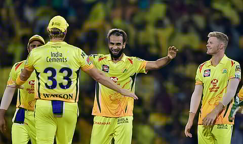 Tahir finishes his spell with sensational figures of 4-1-9-3. | PTI