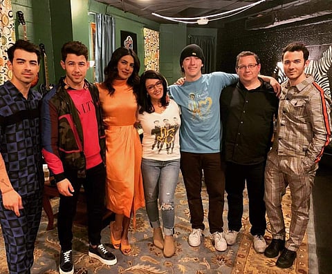Priyanka Chopra and the Jonas brothers. (Photo | Twitter)