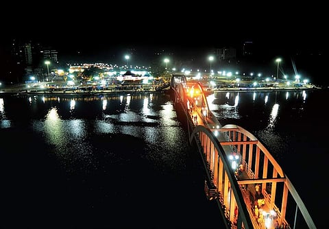 Aluva Manappuram adorned with lights on the eve of Maha Sivaratri on Sunday | A Sanesh