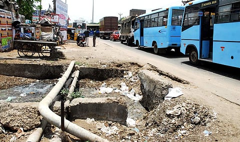 PVC pipes in a drainage near Avadi bus depot in Chennai (File Photo | D Sampathkumar/EPS)