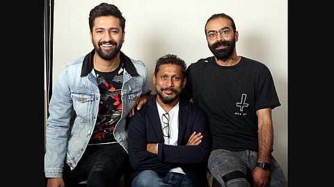 Actor Vicky Kaushal with director Shoojit Sircar and producer Ronnie Lahiri (Photo | Taran Adarsh Twitter)