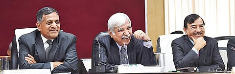 Chief Election Commissioner Sunil Arora, flanked by election commissioners Ashok Lavasa (left) and Sushil Chandra. (Photo | PTI)
