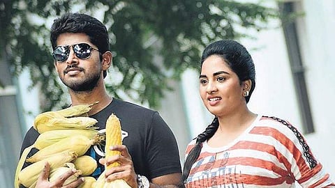 Kollywood actors Srushti Dange and Kathir in 'Sathru'.
