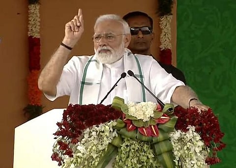 PM Modi addresses rally in Tamil Nadu. (Photo | BJP, Twitter)