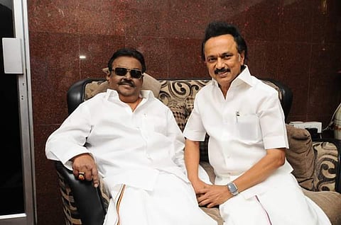DMDK leader Vijaykant with DMK president MK Stalin (File Photo | EPS)