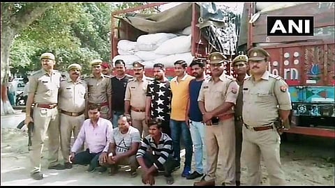 10,400 kg of cannabis recovered from 2 trucks yesterday; three persons arrested. (Photo | ANI Twitter)