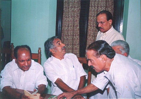 Oommen Chandy with AK Antony, Kanhalikutty and KM Mani (Express Photo)