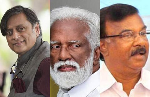 Shashi Tharoor(L), K Rajasekharan(C) and C Divakaran(R) (File| PTI and EPS)