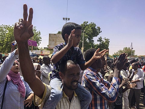Protesters rally at a demonstration near the military headquarters. ( Photo | AP)