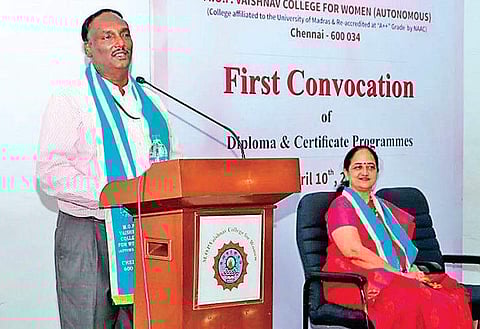 Convocation ceremony being held at the MOP Vaishnav College for its first batch of diploma and certificate course students | Express