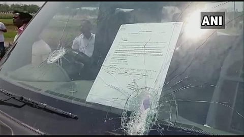 CPM candidate from Raiganj Mohammad Salim's vehicle attacked in Islampur. (Photo | ANI Twitter)