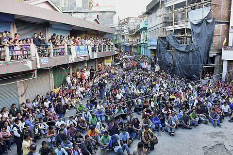 Gorkhaland supporters take part in a mass rally at Mirik in Darjeeling. (File | PTI)