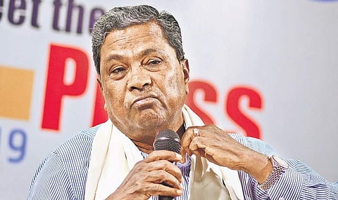 Former chief minister Siddaramaiah addresses the media in Bengaluru on Monday.| Shriram BN