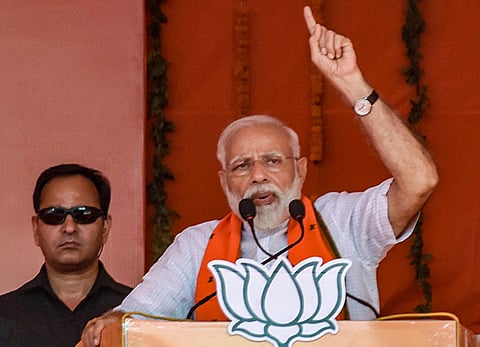 Etah Prime Minister Narendra Modi addresses an election campaign for Lok Sabha polls in Etawah Saturday April 20 2019. (Photo | PTI)